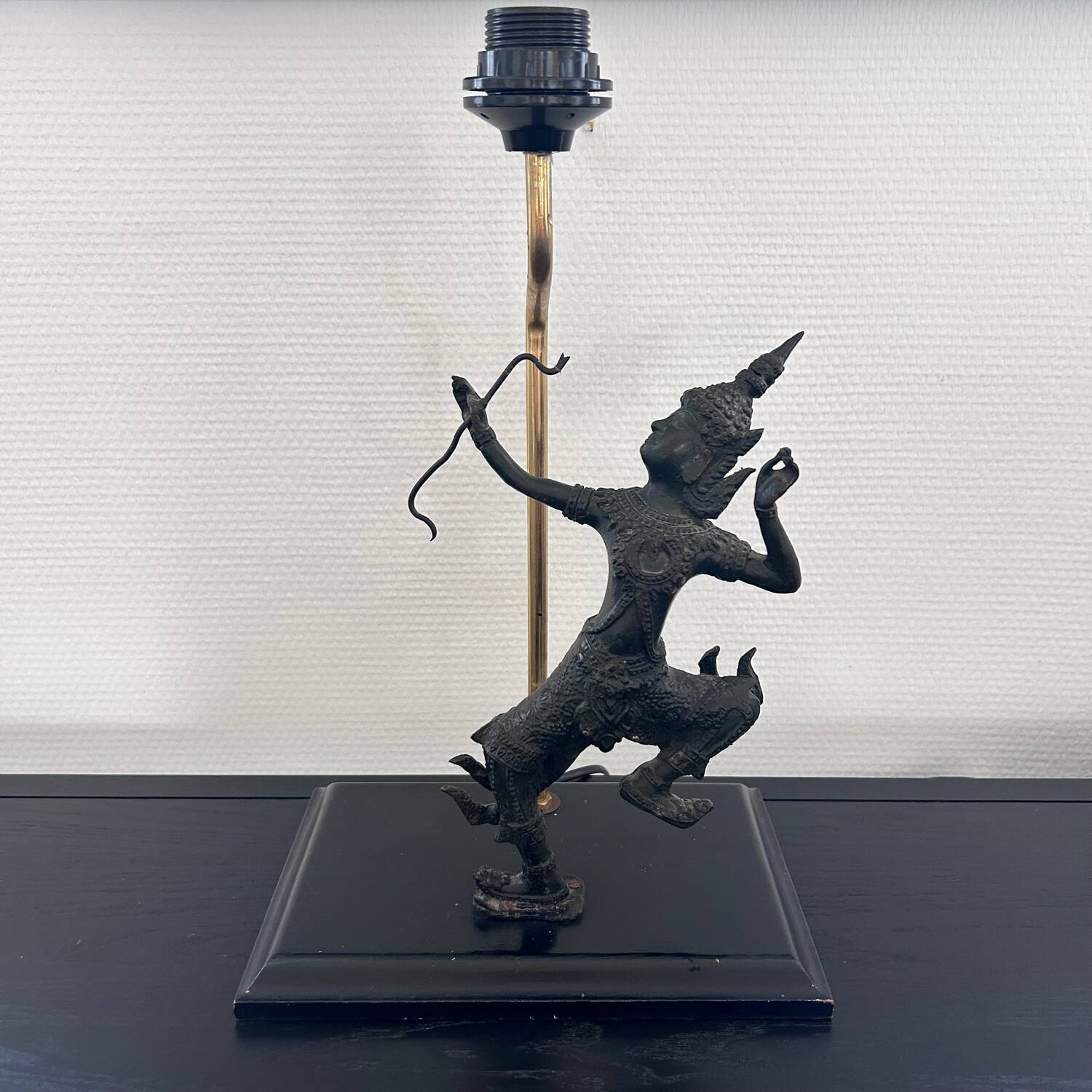 Thai warrior lamp base in bronze