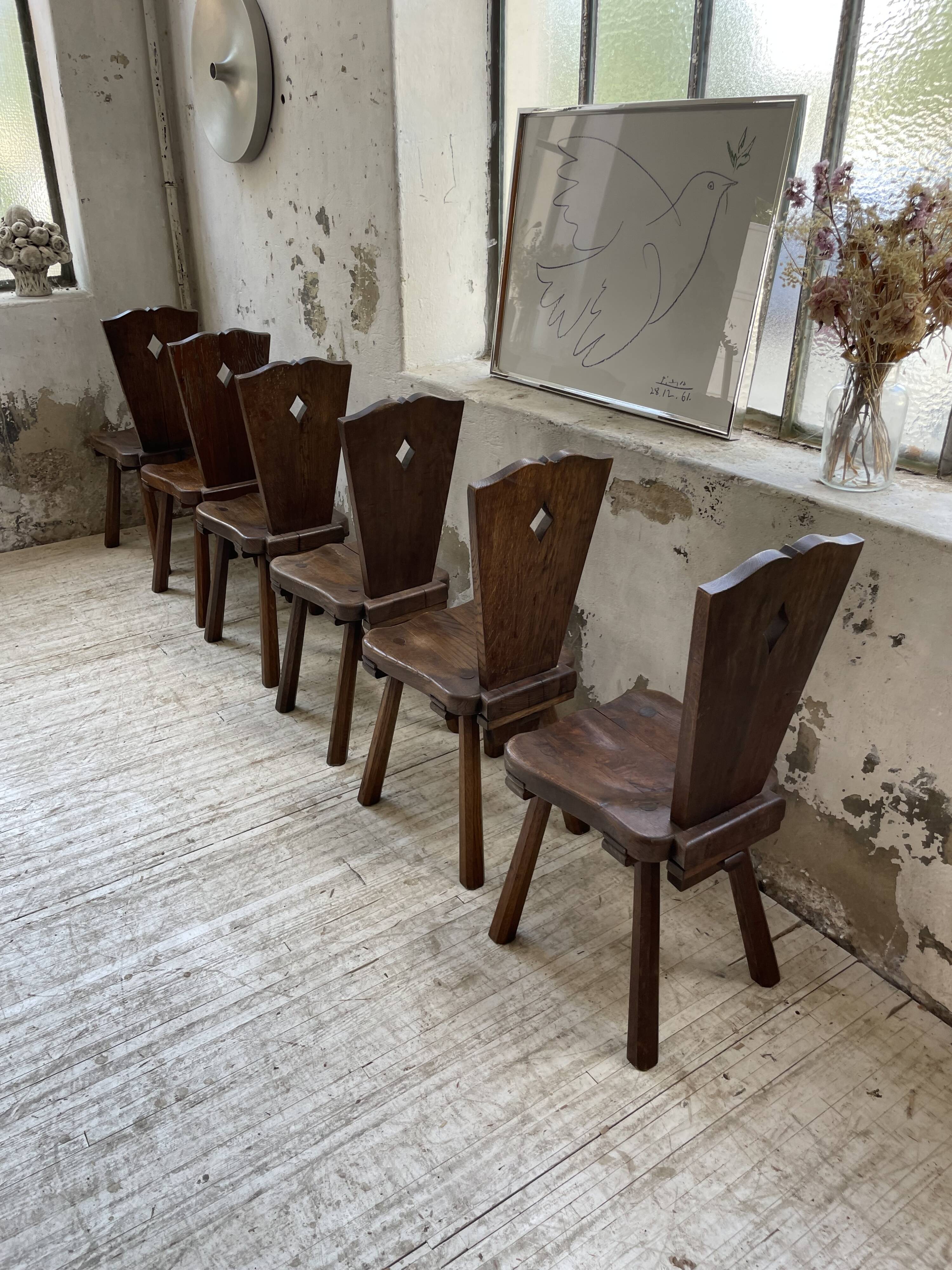 Chaises chêne massif chapo savoyarde art populaire