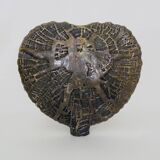 Large vintage ceramic heart-shaped vase signed 80s 35X38 cm