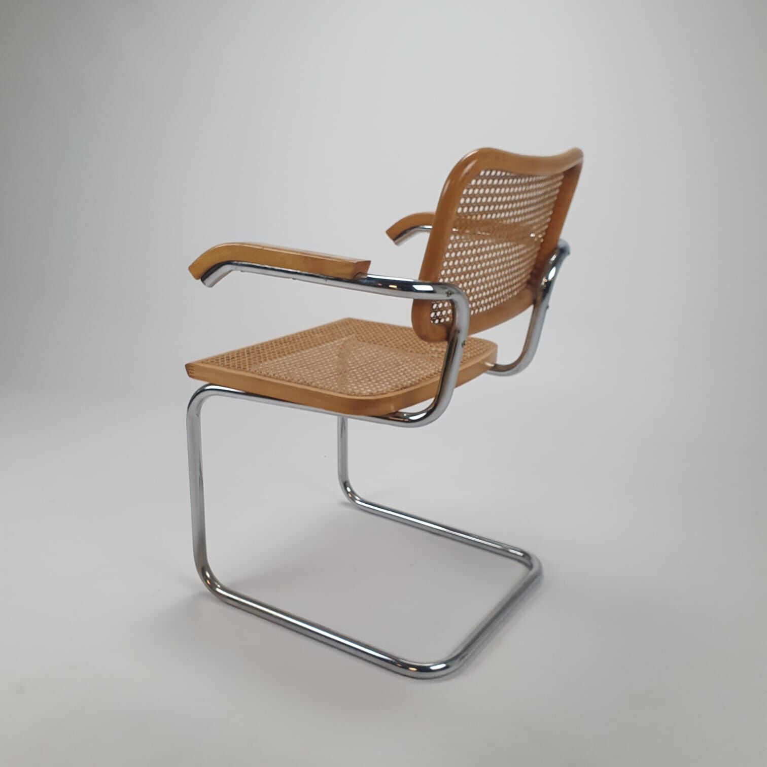Tubular frame and cane cantilever desk chair Marcel Breuer