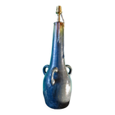 Tall Art Nouveau stoneware table lamp with three handles. France, 1920