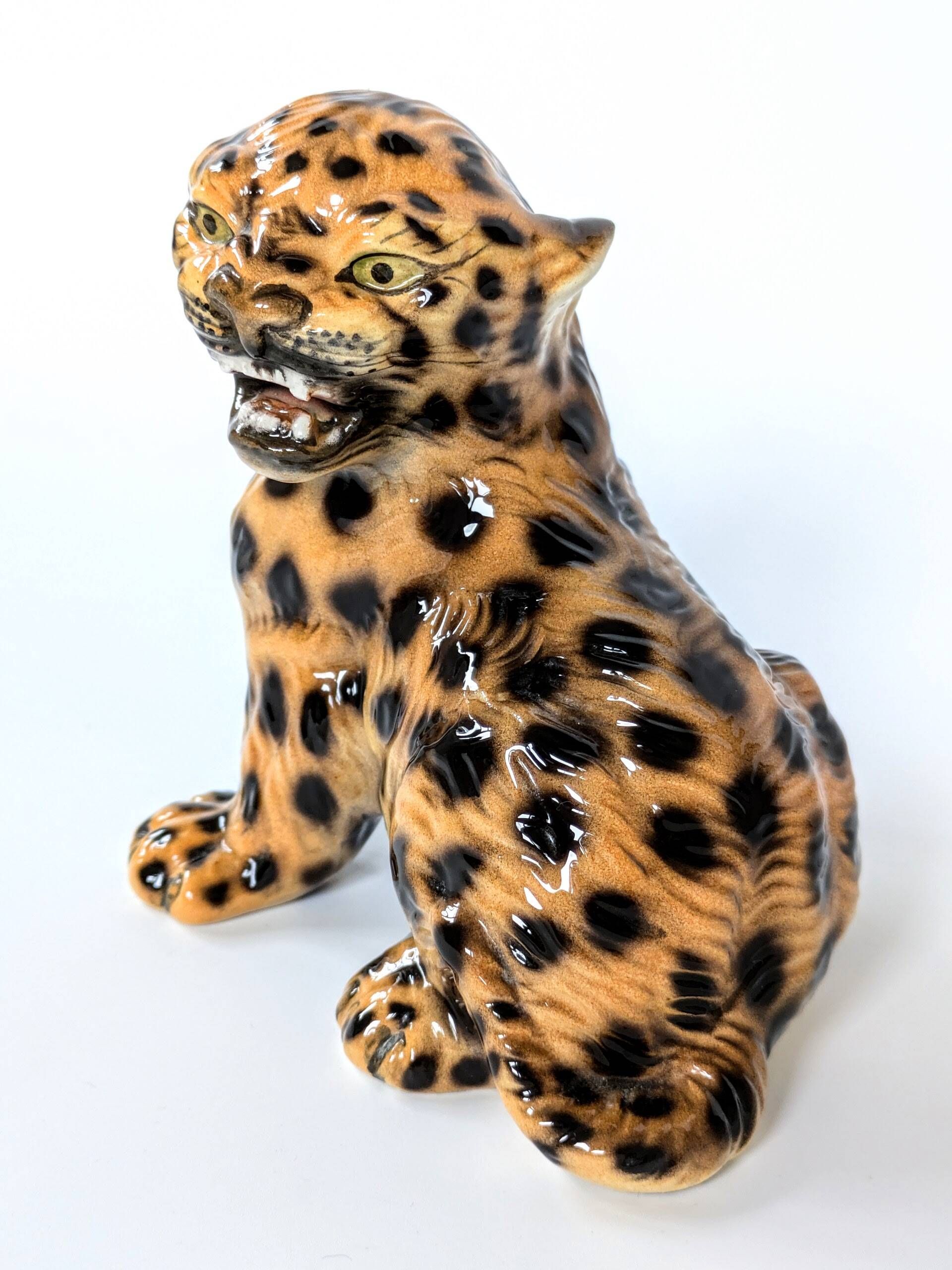 Porcelain Leopard Figurine | Ronzan Italy | 1960s
