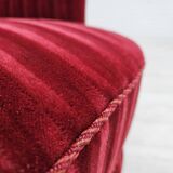 1960s, Danish armchair in cherry-red furniture velour, original condition.