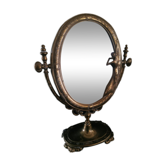 Brass table psyche mirror