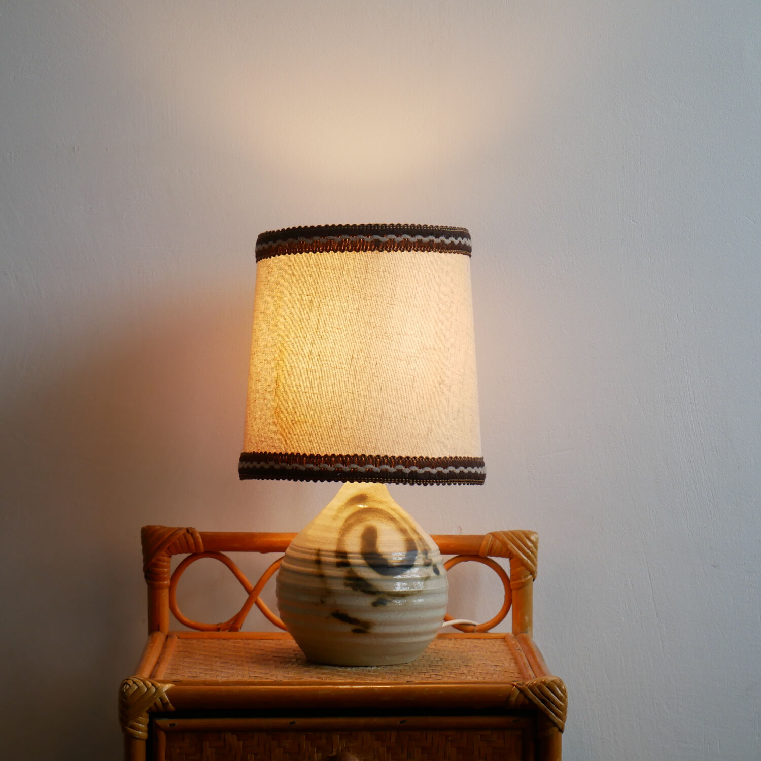 Vintage stoneware bedside lamp