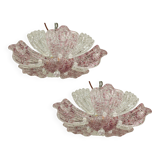 Set of 2 charming vintage Murano glass ceiling lamps, pink