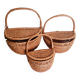 Set of 3 rattan baskets, with lid