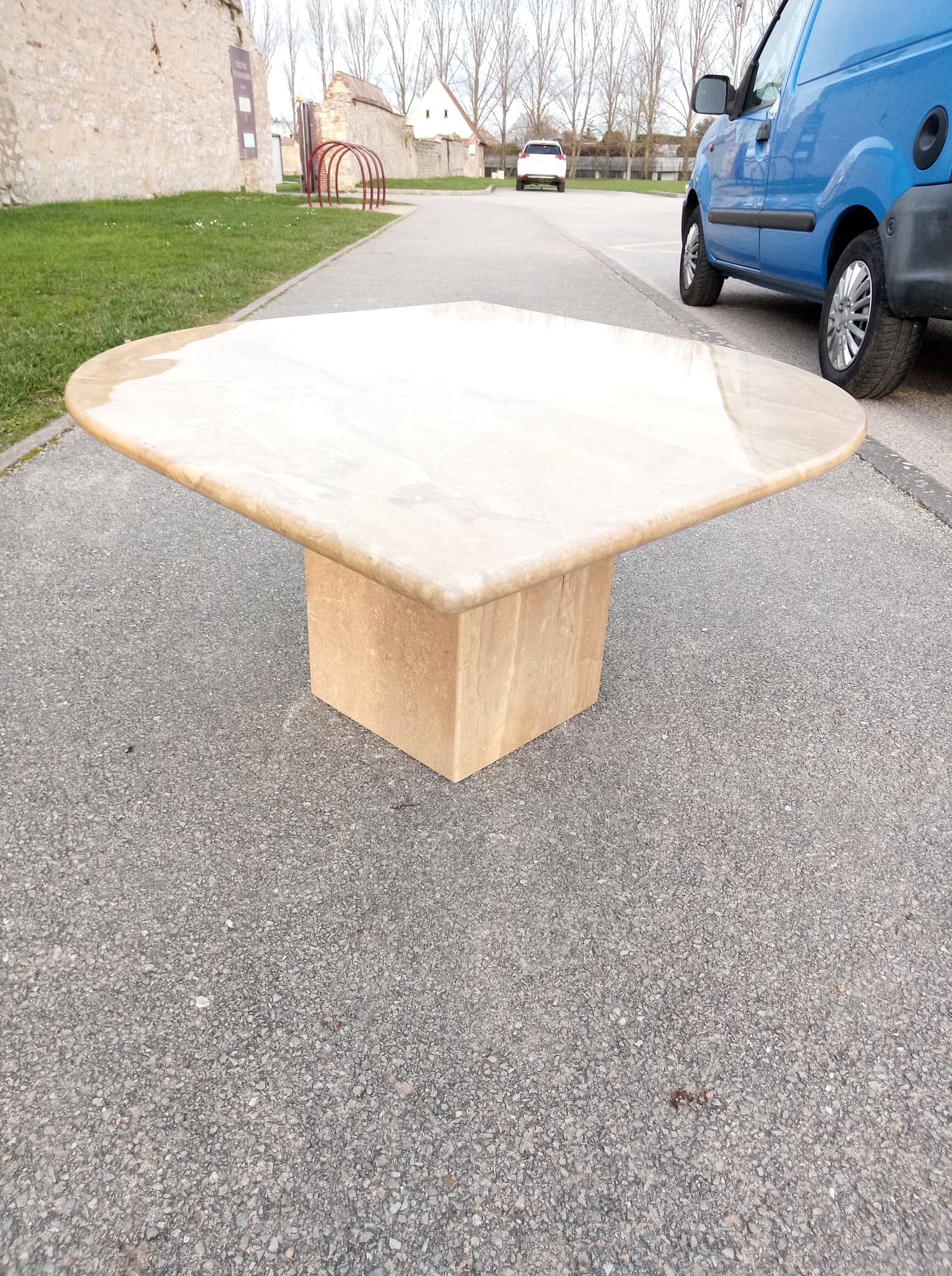 Travertine coffee table