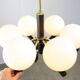 Mid-Century Modern Italian Brass and Opaline Chandelier