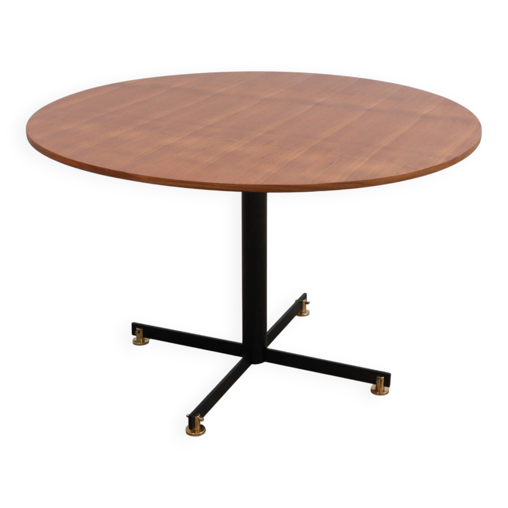 Vittorio Nobili 1950s round dining table in teak & brass
