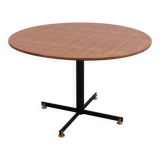 Vittorio Nobili 1950s round dining table in teak & brass