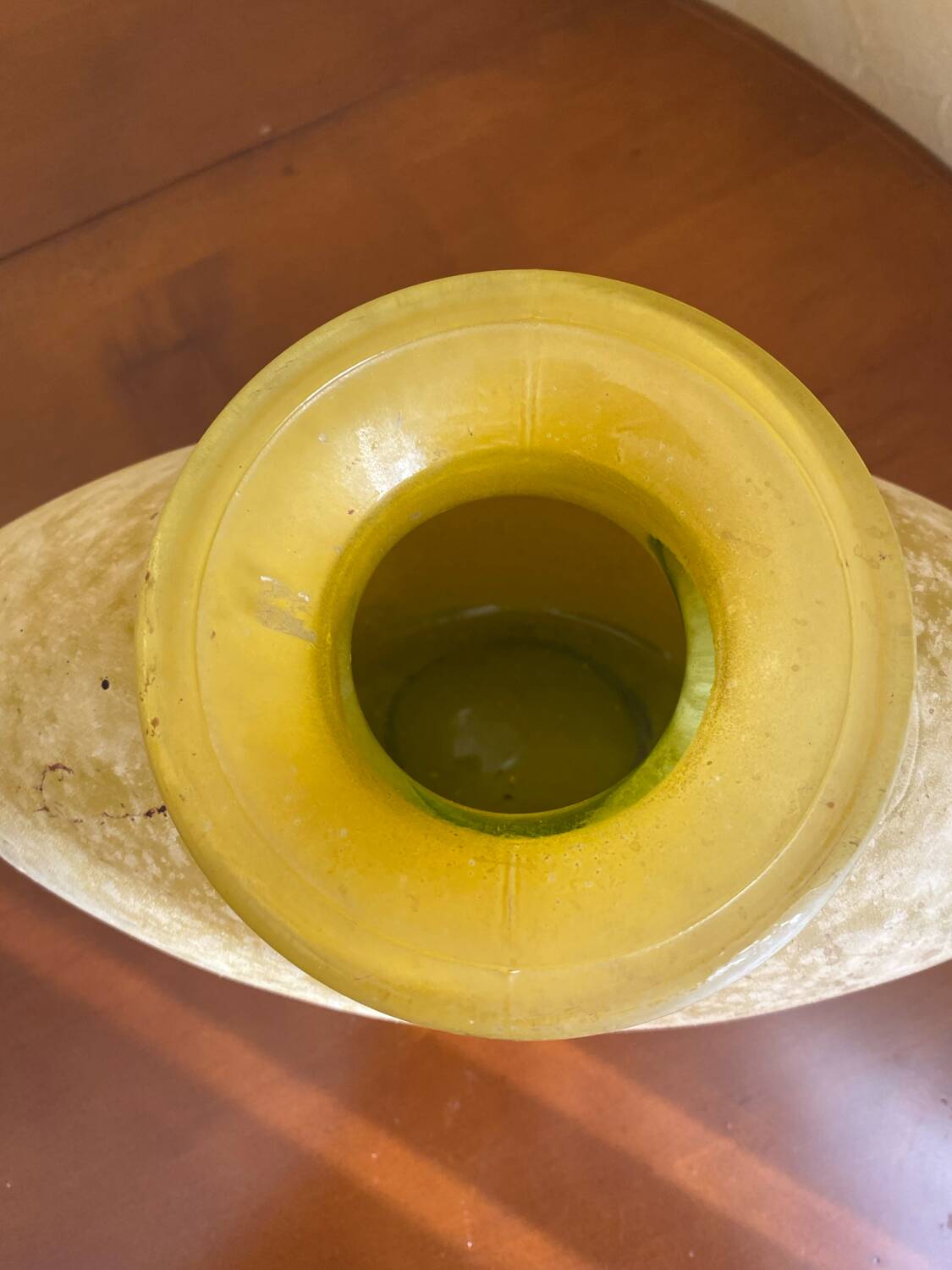 Vintage “SCAVO” vase in yellow Murano glass