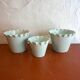 Celedon baby blue flower pots with ruffled lips set of 3