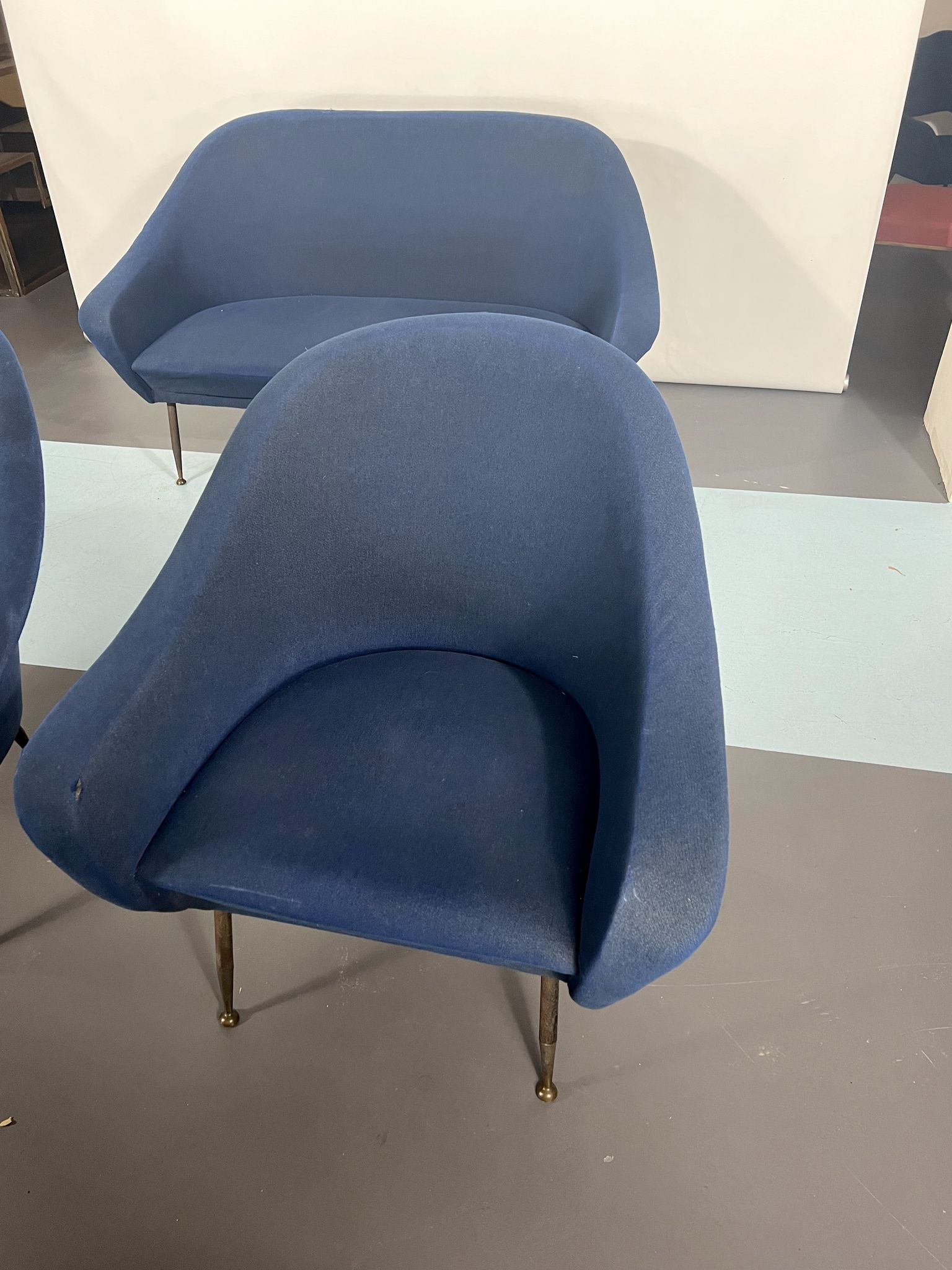 Mid-century modern loveseat and armchairs 50s