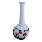 vase  pâte de verre décor floral style japonisant vintage