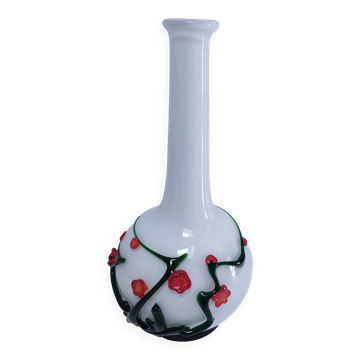 vase glass paste floral decoration Japonese style vintage