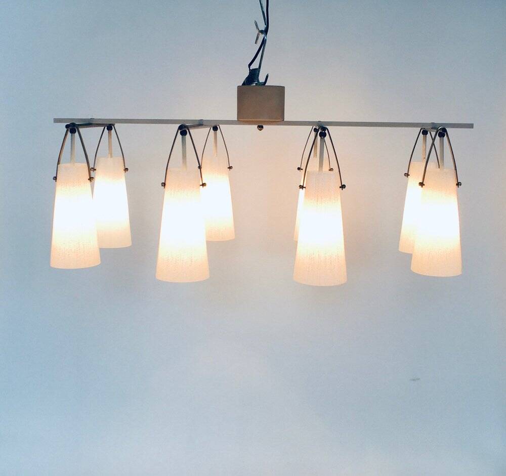 Italian glass and brass chandelier, Italy, 1950s