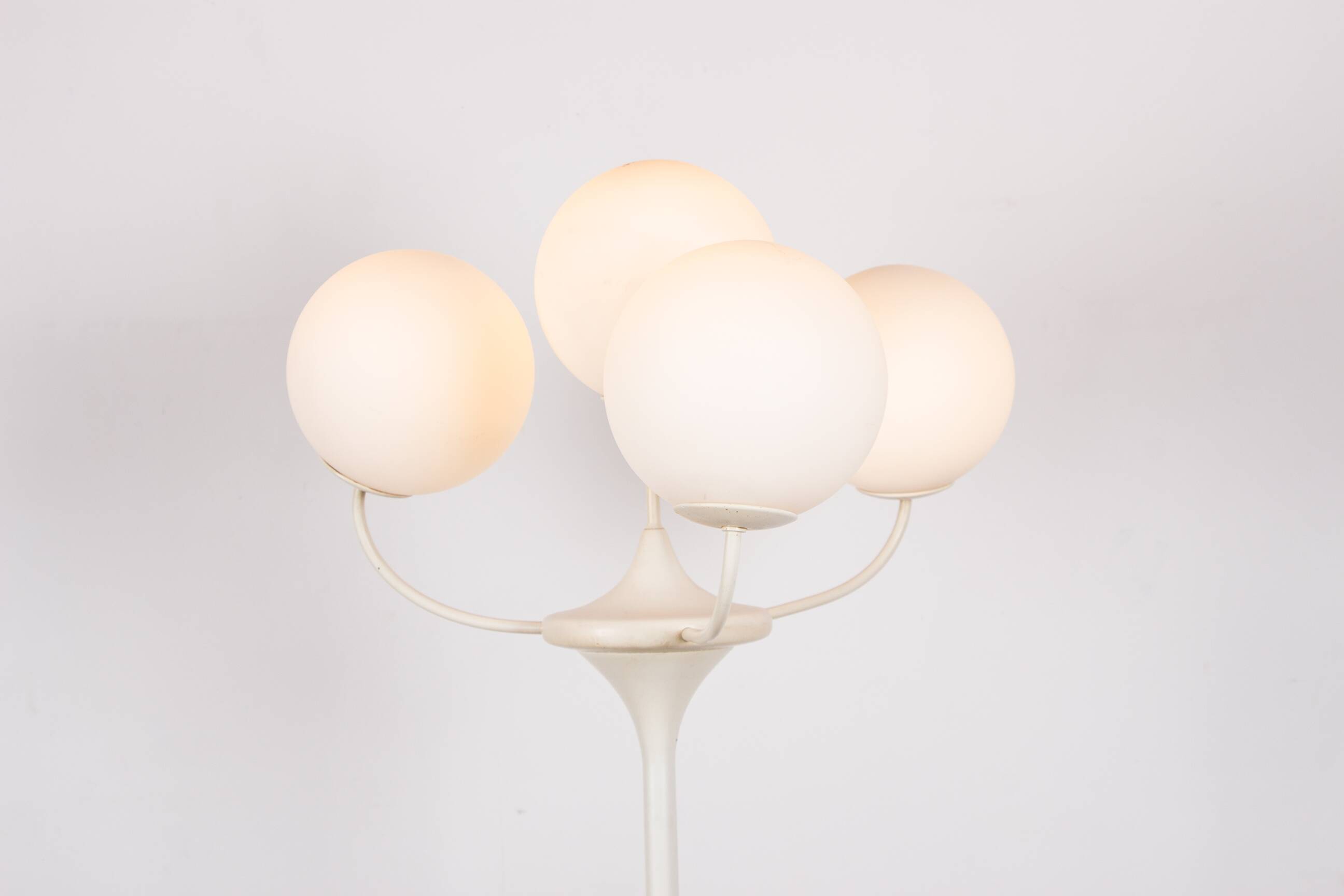 Large floor lamp, 4 branches finished with opalines, by Eva Renée Nele for Temde Leuchten 1960