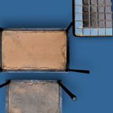 Trio of vintage nesting tables in mosaic and wrought iron