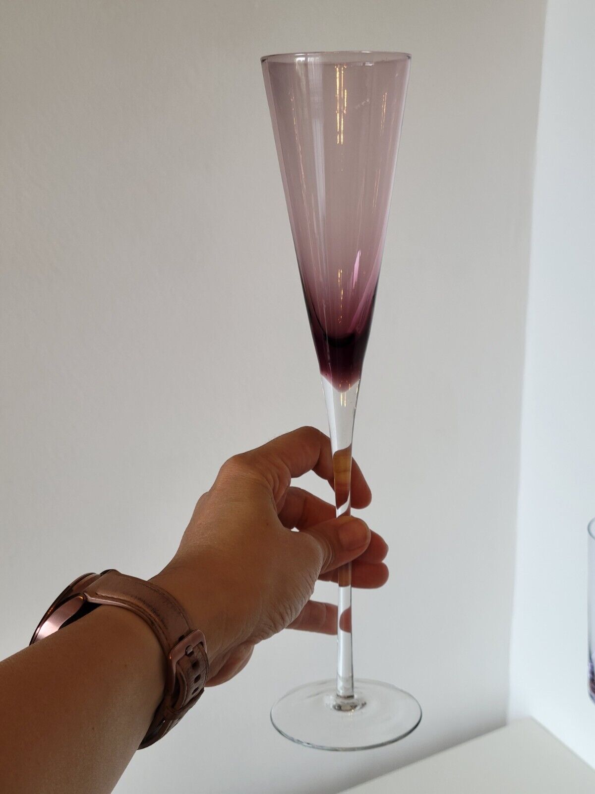 Set of 6 champagne flutes in different colors and shapes