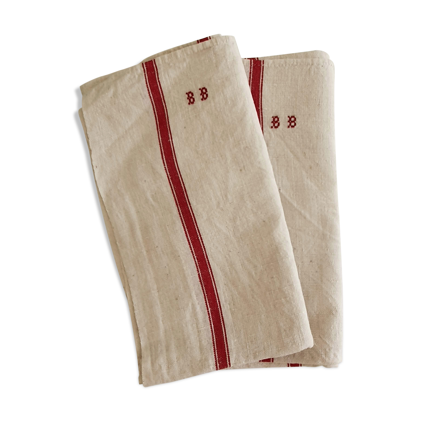 Duo de torchons en chanvre monogrammés BB