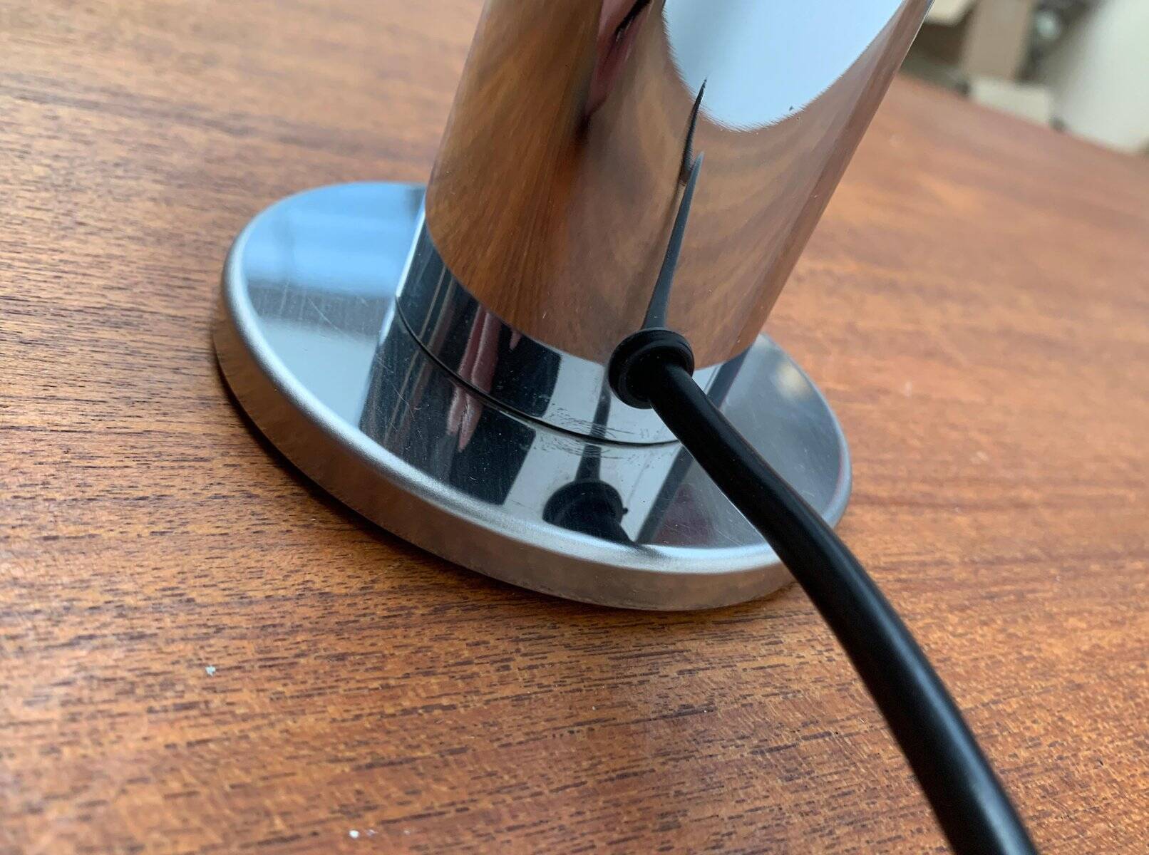 Vintage German table lamp in chrome and glass by Motoko Ishii for Staff.