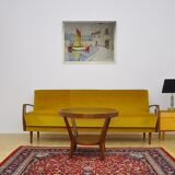 Velvet Daybed Sofa with fold-out function, 1950s