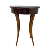 Oval Biedermeier Side Table with Drawer in Walnut Veneer, South Germany, 1820