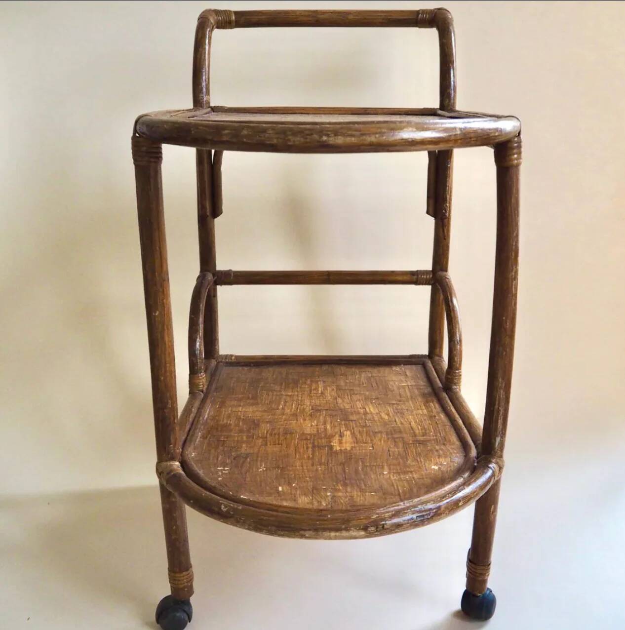 Rattan serving trolley