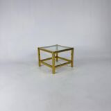 Table d'appoint Hollywood Regency en laiton et verre, années 1970