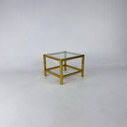 Hollywood Regency Brass and Glass Side Table, 1970s
