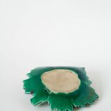 Green ceramic / slip pocket emptier, Leaf model, Clam Ceramics