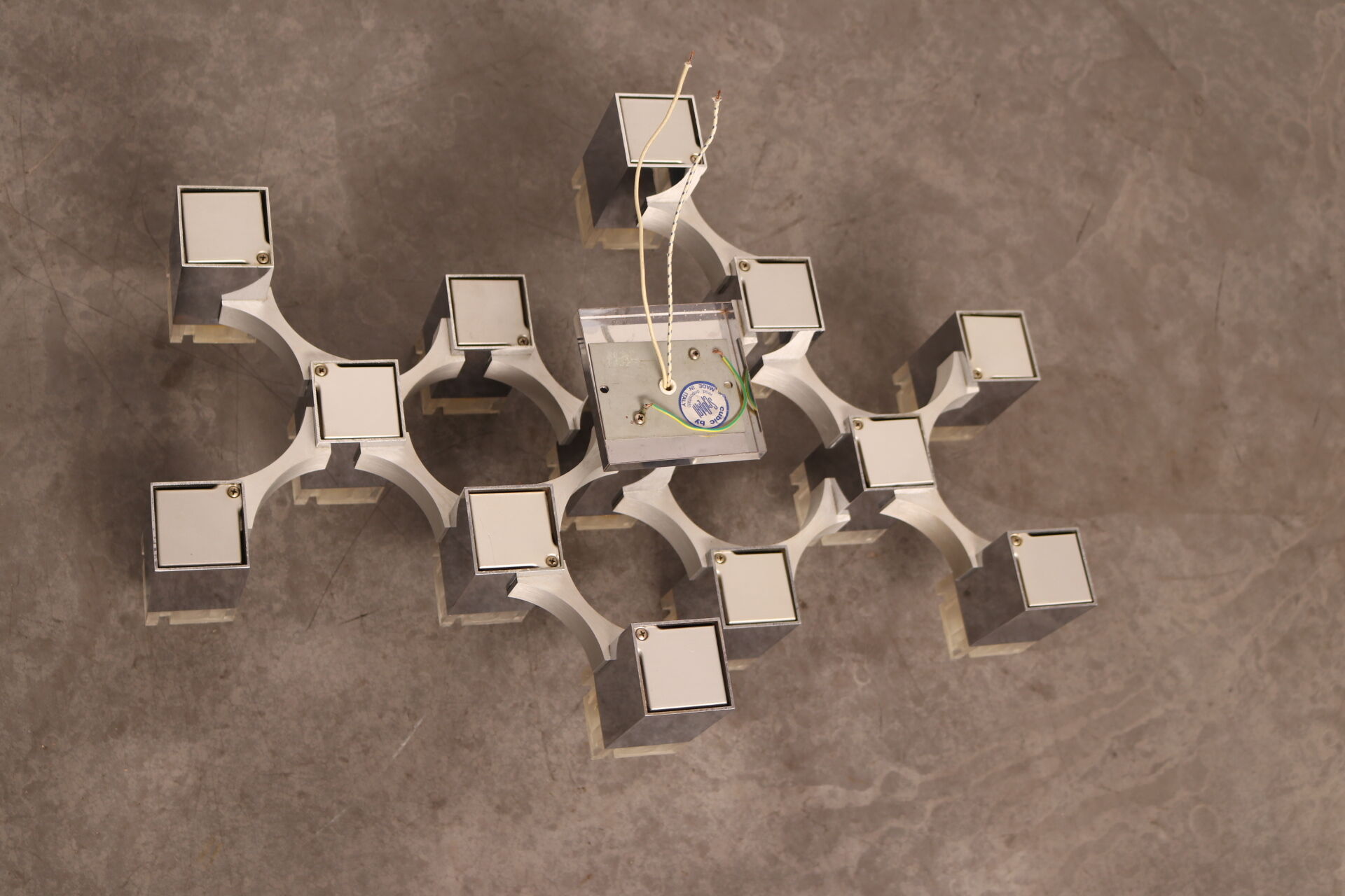 Ceiling light model 'Cubic' with 13 light units by Sciolari - Italy - 1970's