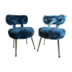 Paire de chaises moumoute bleu canard