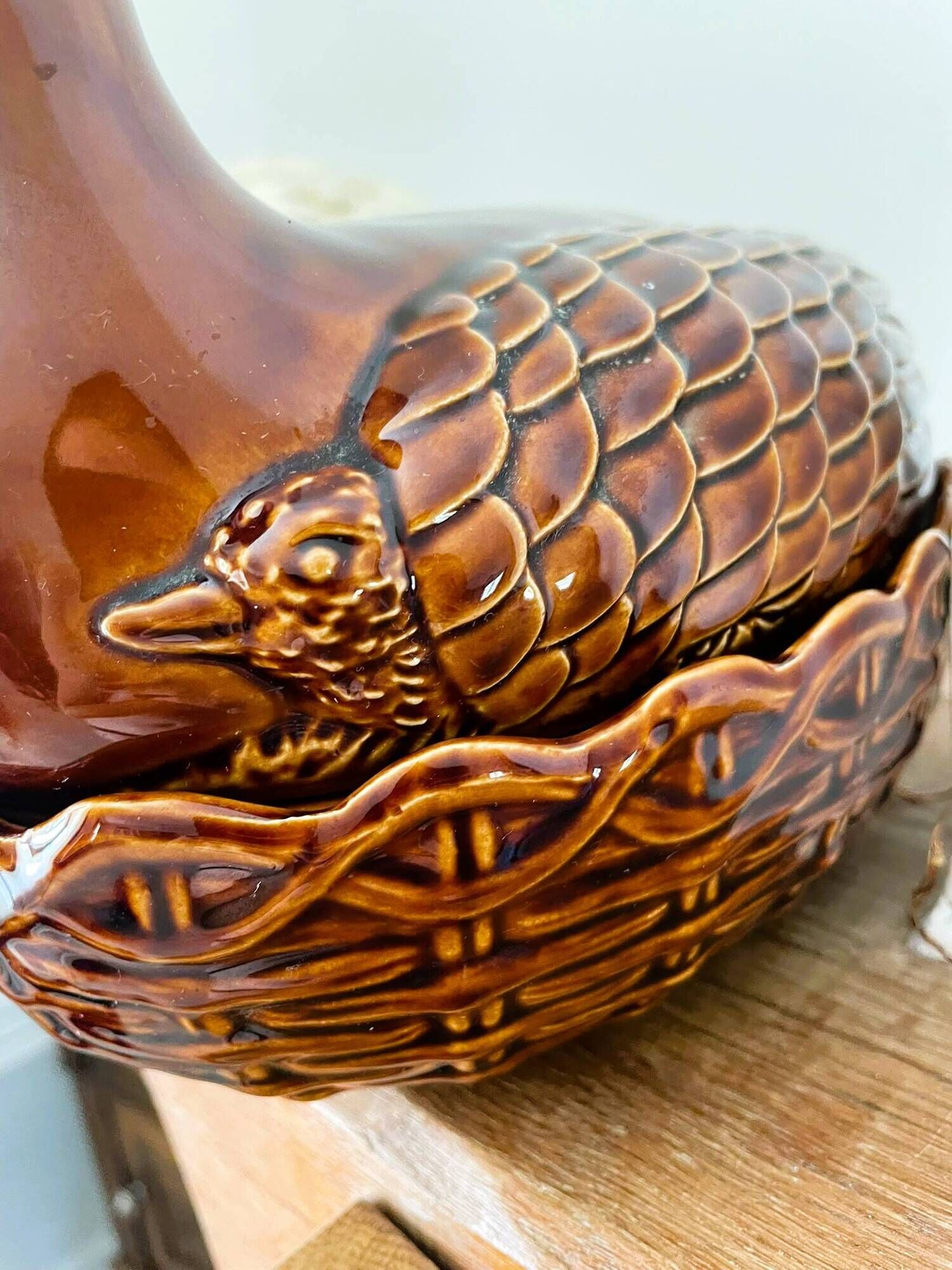 Plat barbotine canard vintage