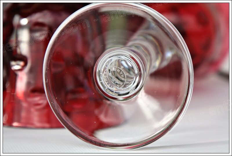 Set of 6 wine glasses from the Rhine Roemer St Louis Crystal model Bubbles