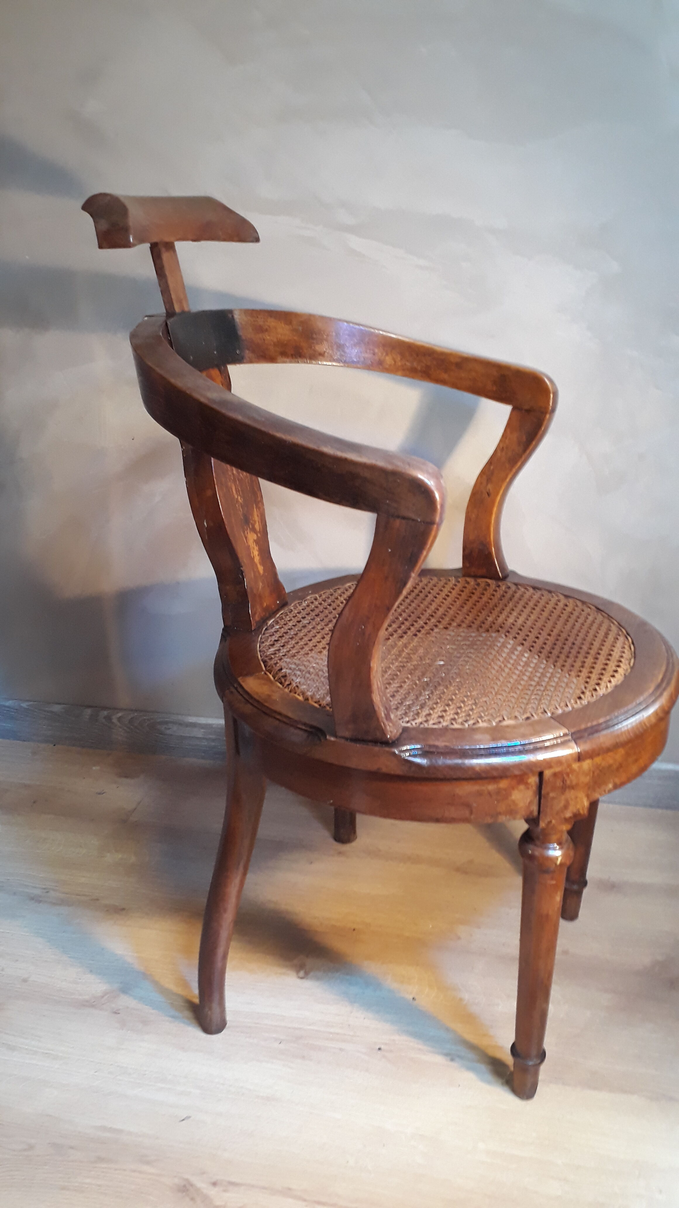Armchair with solid wooden back seated canne 1900