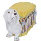Stool or stand in earthenware depicting a white dachshund.