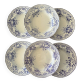 Lot de 6 assiettes creuse Creil & Montereau Bouquets • Faïence ancienn