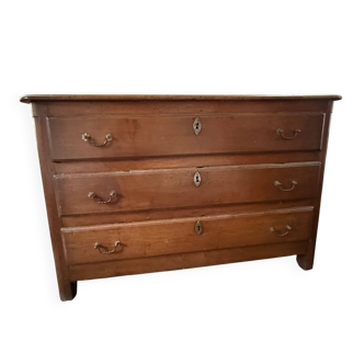 Large Louis-Philippe chest of drawers in solid oak - 140 cm