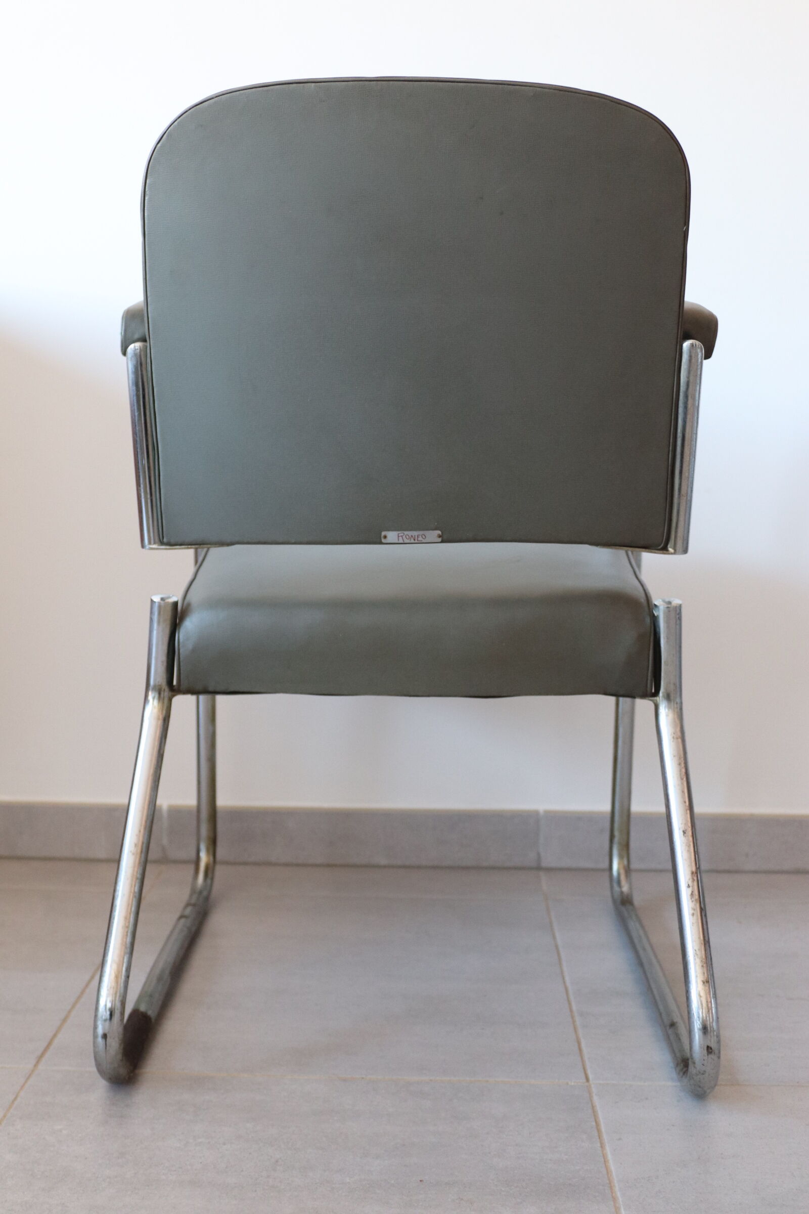 Industrial roneo armchair gray 50s/60s