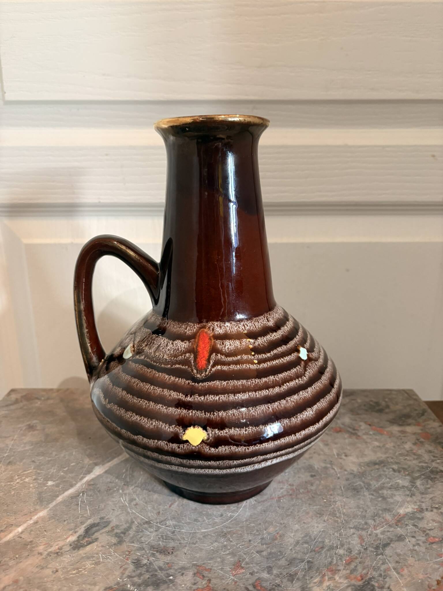 Vintage Glazed Ceramic Pot Vase Carstens Germany 1970