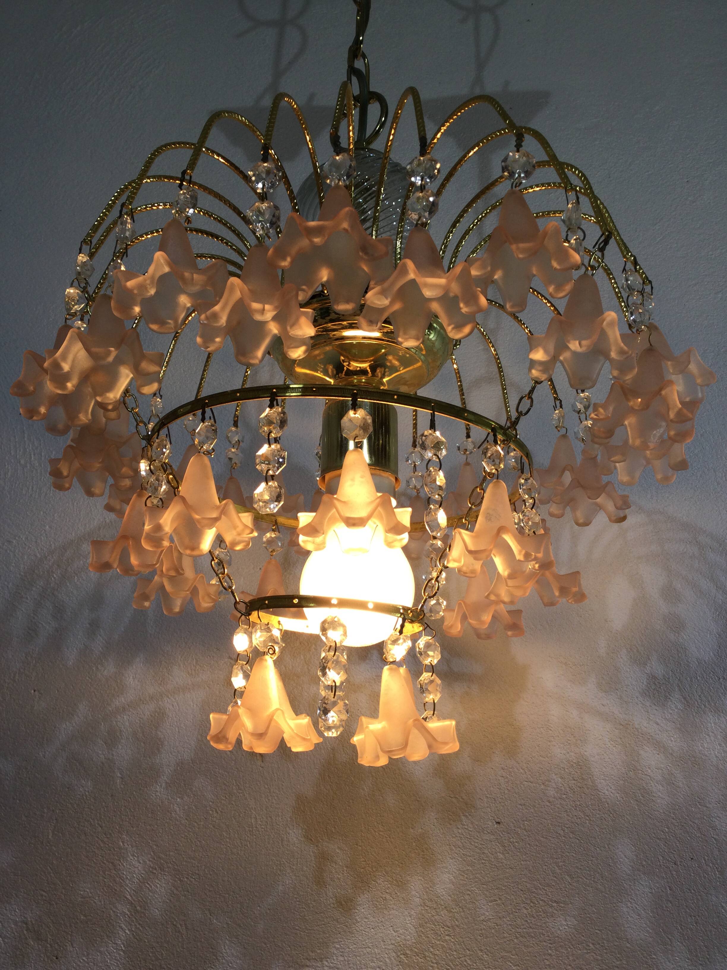 Pink flowers tassel chandelier