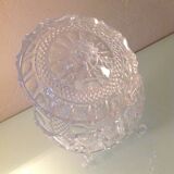 Globe candy box on tripod legs in chiseled glass / vintage 60s-70s