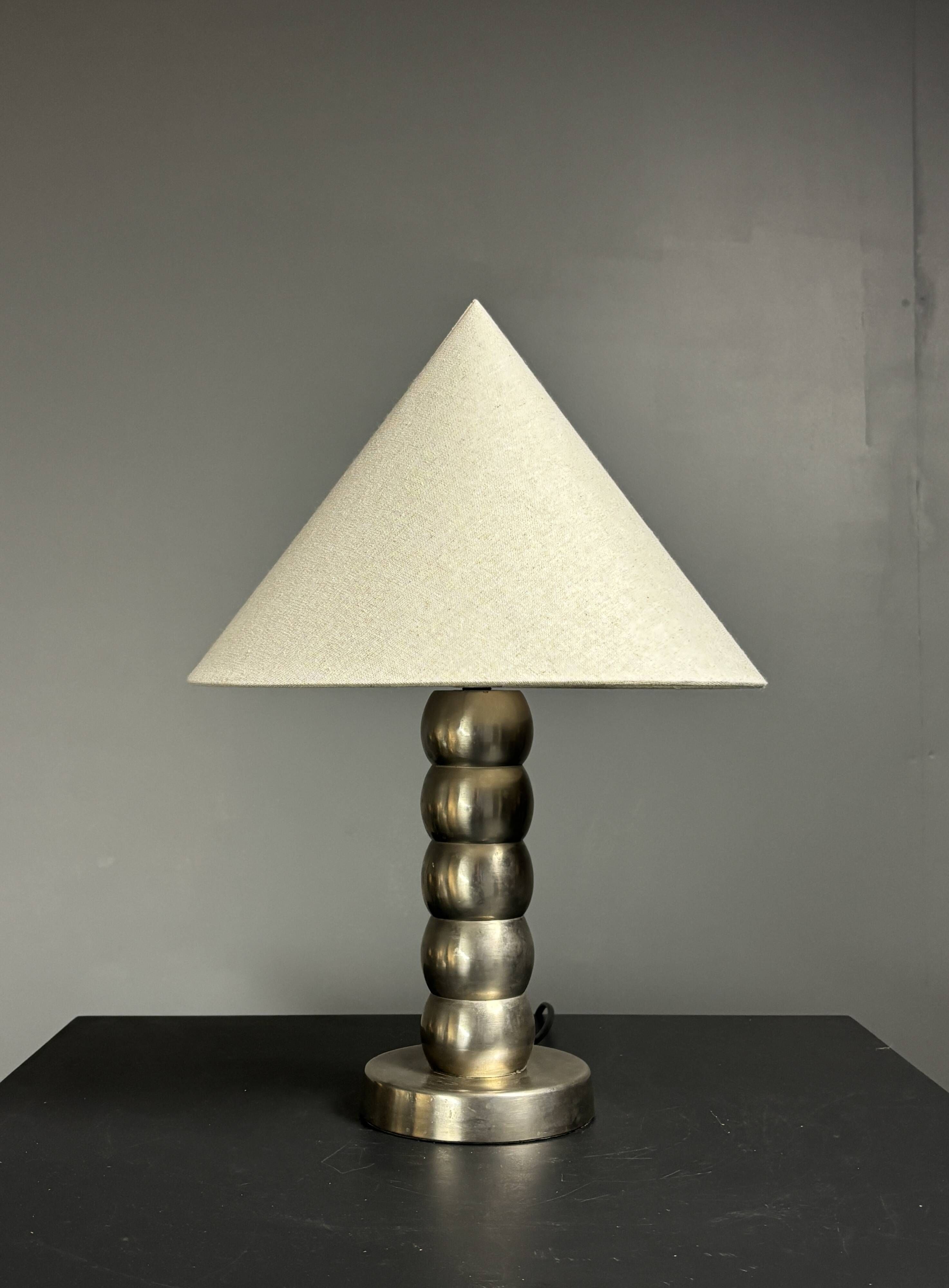 Midcentury nickel plated modernist space age bubbly table lamp, 1970s