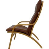 Vintage Danish armchair cognac leather by Stouby