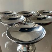 Series of 6 vintage stainless steel ice cream cups