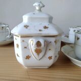 Coffee cups and sugar bowl, Old Paris Empire porcelain, Vve BARES