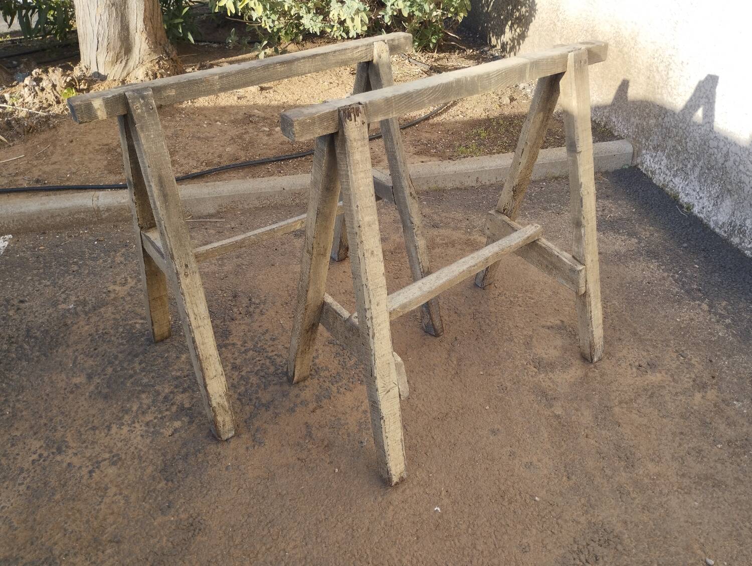 Pair of old wooden trestles
