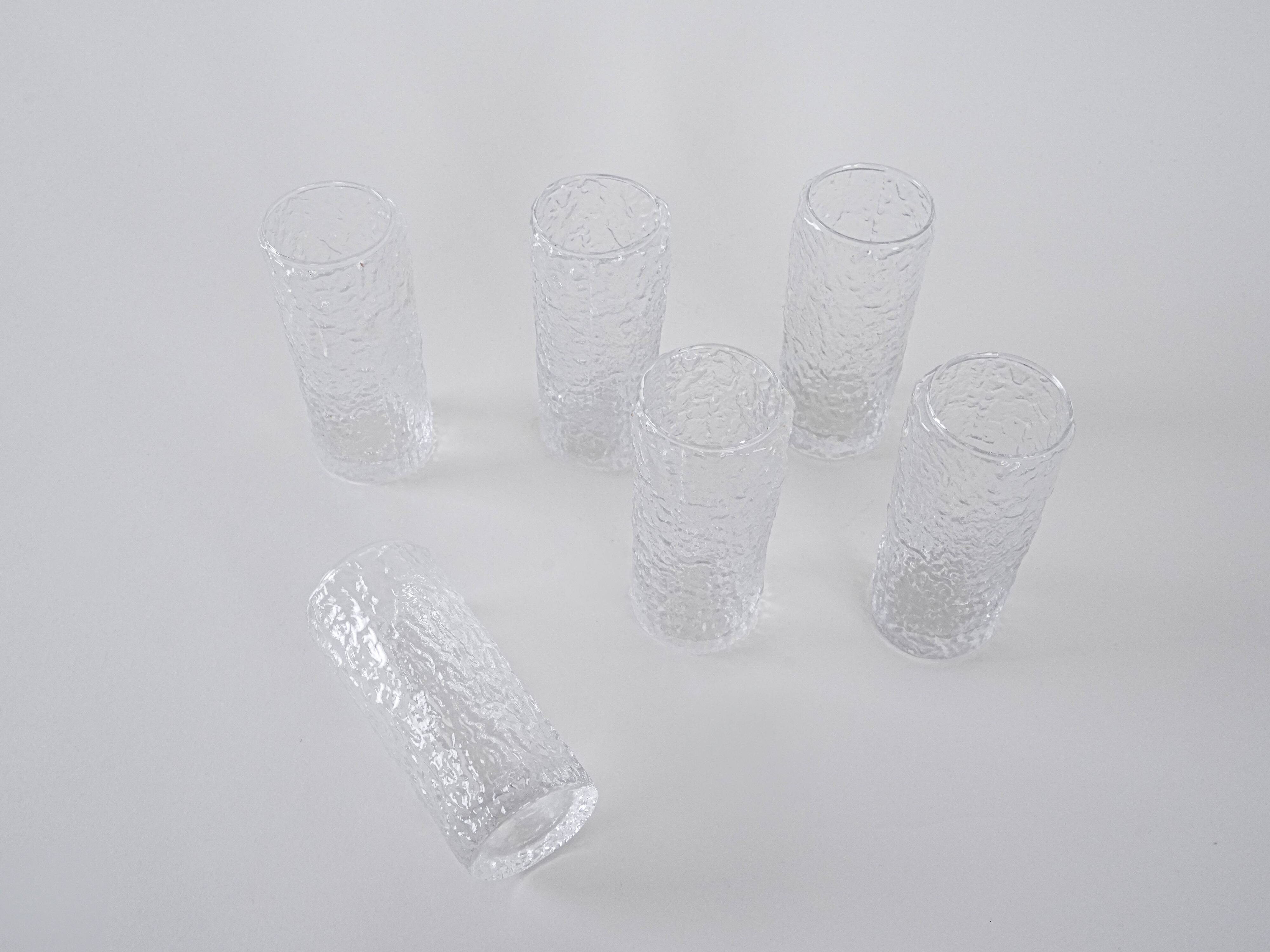 Set of six glasses, Italian design, 1970s, made in Italy